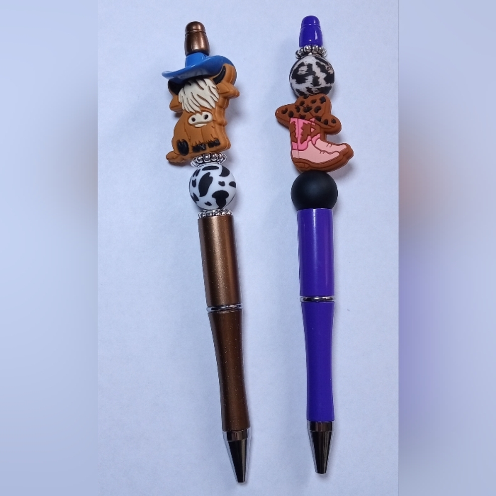 Cow and Boot Themed Pens Handmade NEW
